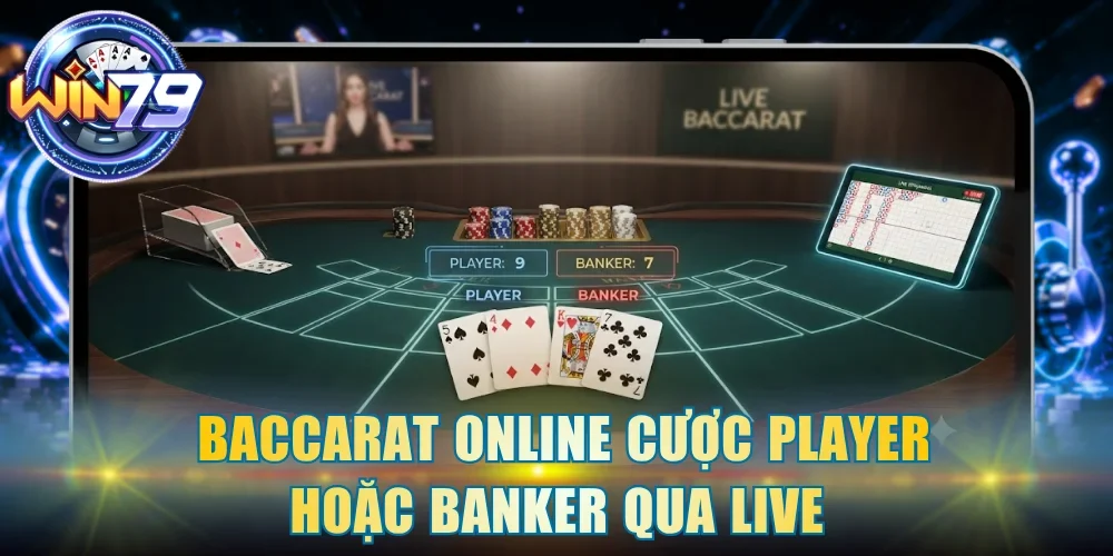 Baccarat online cược Player hoặc Banker qua live 