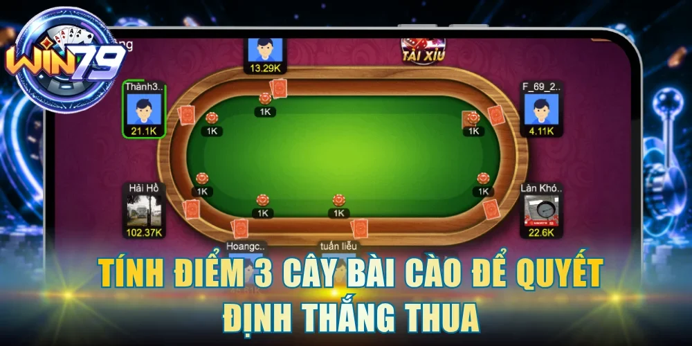 Tính điểm 3 cây bài cào để quyết định thắng thua